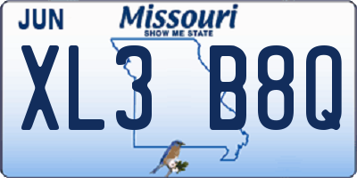 MO license plate XL3B8Q