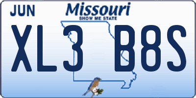 MO license plate XL3B8S