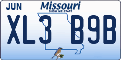 MO license plate XL3B9B