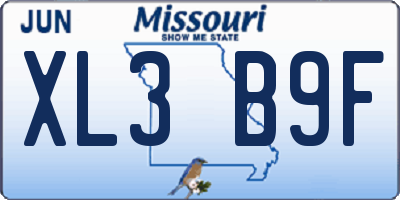 MO license plate XL3B9F