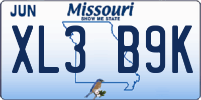 MO license plate XL3B9K