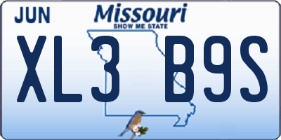 MO license plate XL3B9S