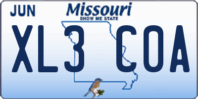 MO license plate XL3C0A