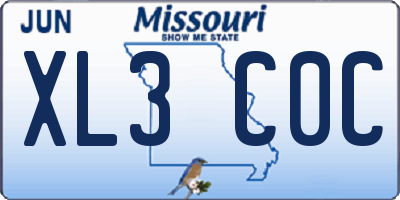 MO license plate XL3C0C