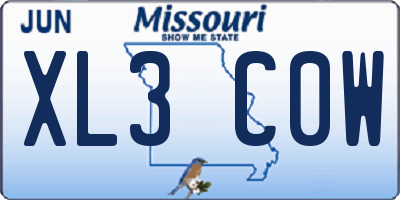 MO license plate XL3C0W