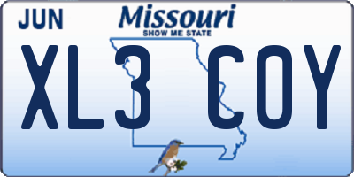 MO license plate XL3C0Y