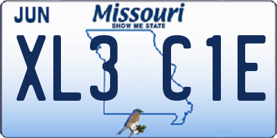 MO license plate XL3C1E