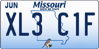 MO license plate XL3C1F