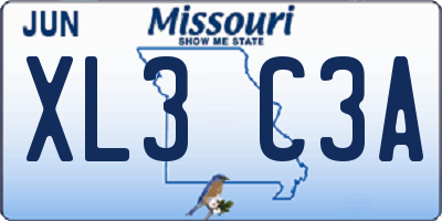 MO license plate XL3C3A