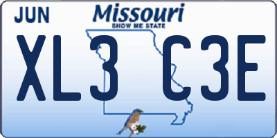 MO license plate XL3C3E