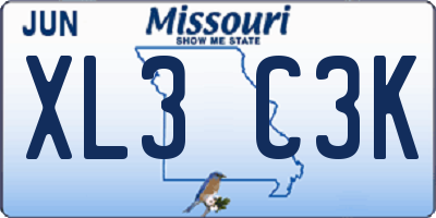 MO license plate XL3C3K
