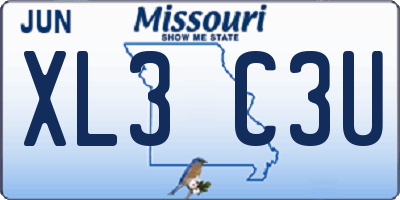 MO license plate XL3C3U