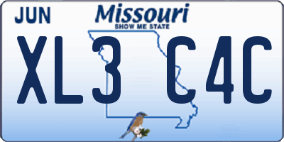 MO license plate XL3C4C