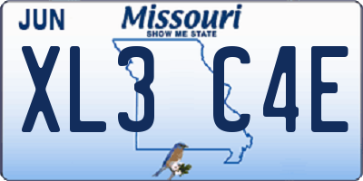 MO license plate XL3C4E