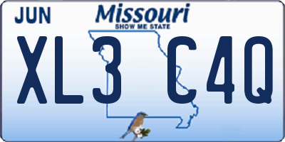 MO license plate XL3C4Q