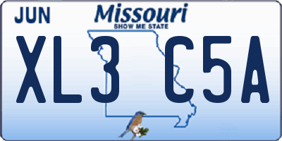 MO license plate XL3C5A