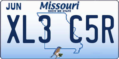 MO license plate XL3C5R