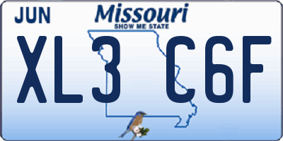 MO license plate XL3C6F