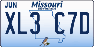 MO license plate XL3C7D