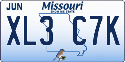 MO license plate XL3C7K
