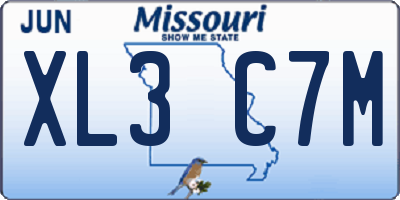 MO license plate XL3C7M