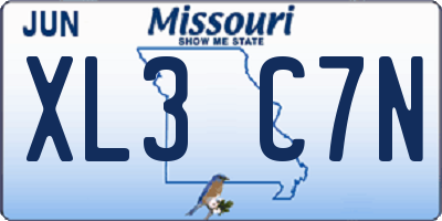 MO license plate XL3C7N
