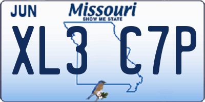 MO license plate XL3C7P