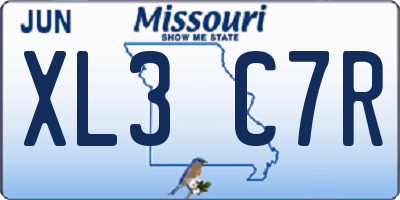MO license plate XL3C7R