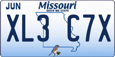 MO license plate XL3C7X