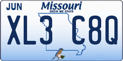 MO license plate XL3C8Q