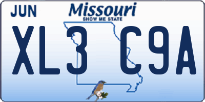 MO license plate XL3C9A