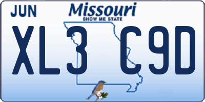 MO license plate XL3C9D