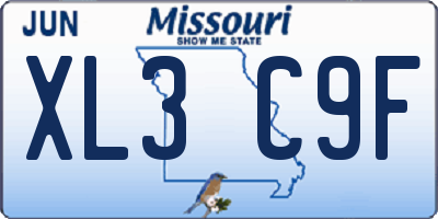 MO license plate XL3C9F