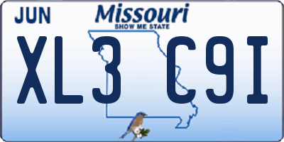 MO license plate XL3C9I