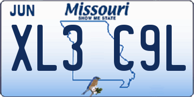 MO license plate XL3C9L