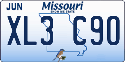 MO license plate XL3C9O