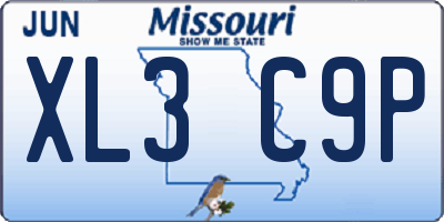 MO license plate XL3C9P