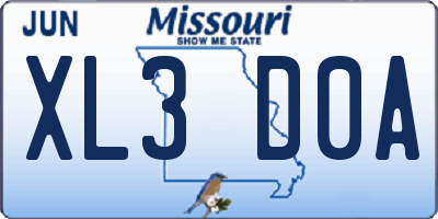 MO license plate XL3D0A