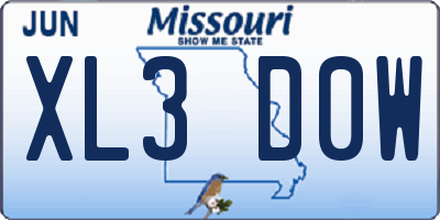 MO license plate XL3D0W