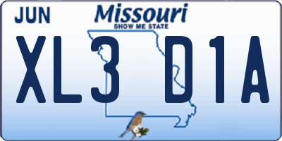MO license plate XL3D1A