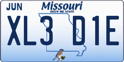 MO license plate XL3D1E