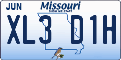 MO license plate XL3D1H
