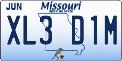 MO license plate XL3D1M