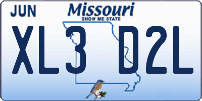 MO license plate XL3D2L