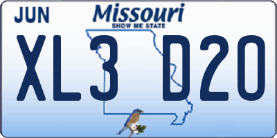 MO license plate XL3D2O