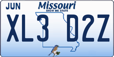 MO license plate XL3D2Z