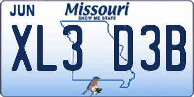 MO license plate XL3D3B