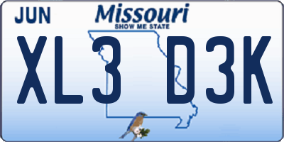 MO license plate XL3D3K