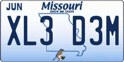 MO license plate XL3D3M