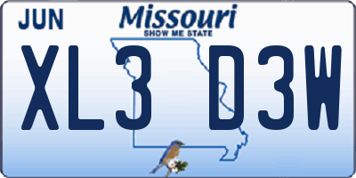 MO license plate XL3D3W